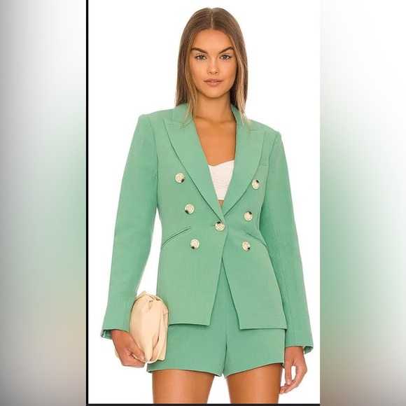 Veronica Beard Jackets & Blazers - Veronica Beard Emsley Linen Blend Seersucker Blazer Agate Green